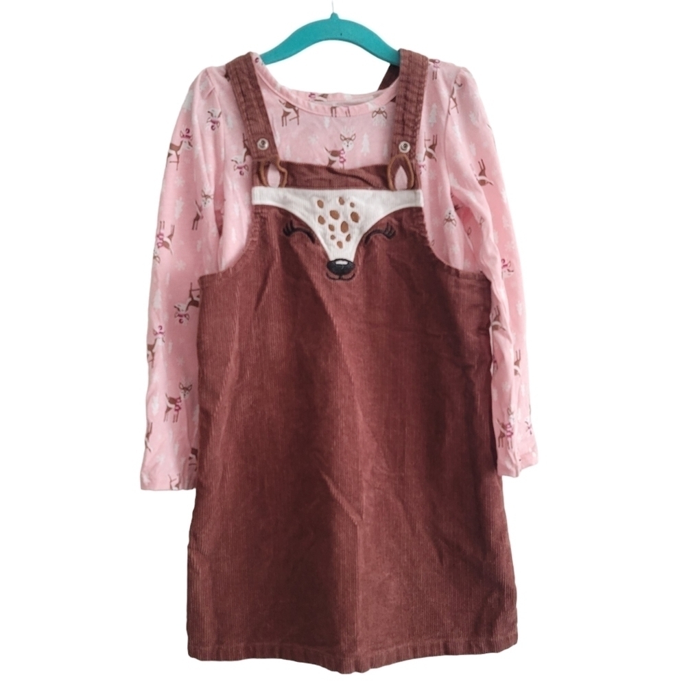 The Children's Place 5T Deer Pinafore Dress & Matching Long Sleeve Shirt